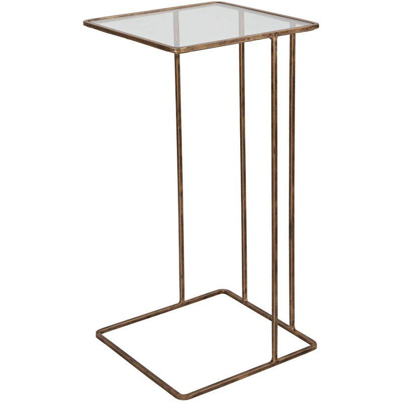 Antique Gold and Glass Square Accent Table