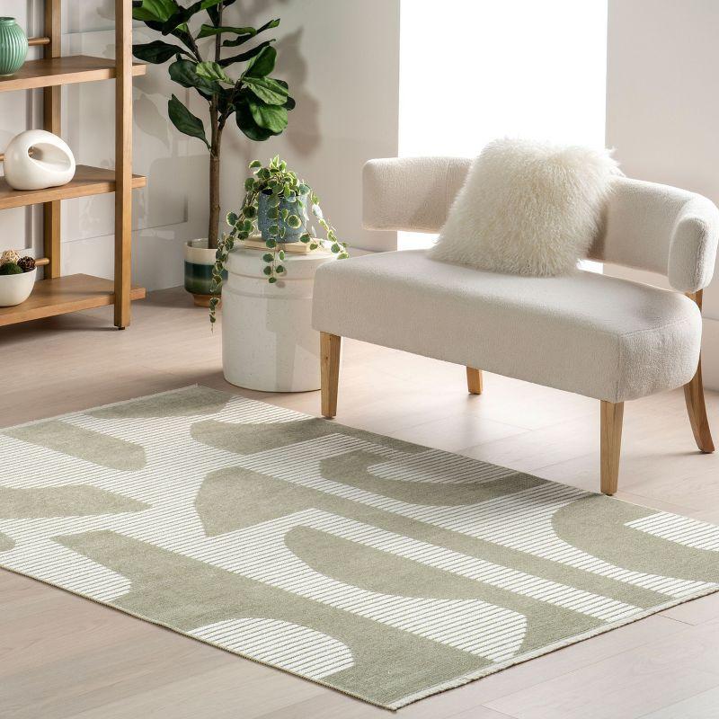 nuLOOM 4' x 6' Versa Collection Reversible SuperiorWash Machine Washable Stain-Resistant Indoor Area Rug, Grania Light Green