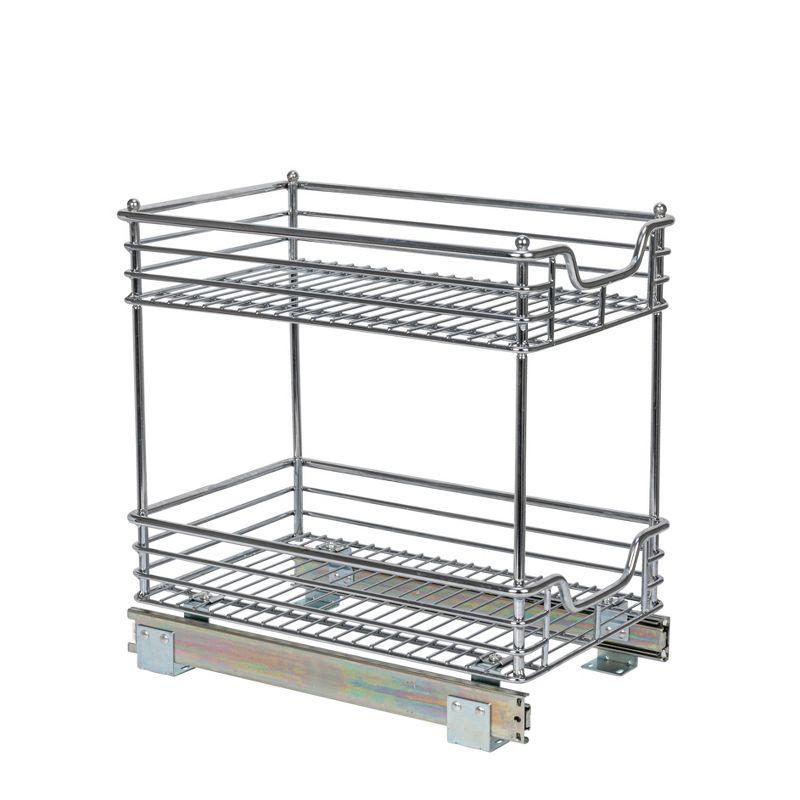 Glidez Multipurpose Chrome-Plated Steel Pull-Out/Slide-Out Storage Organizer for Under Cabinet Use - 2-Tier Design - Chrome