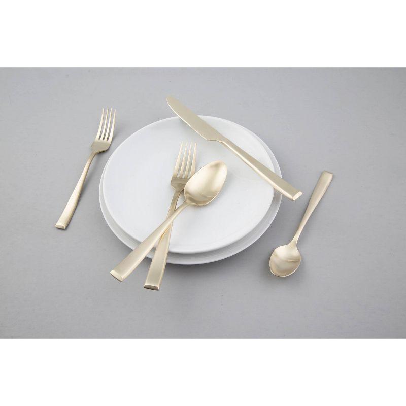 Samira Champagne Satin 20-Piece Stainless Steel Flatware Set