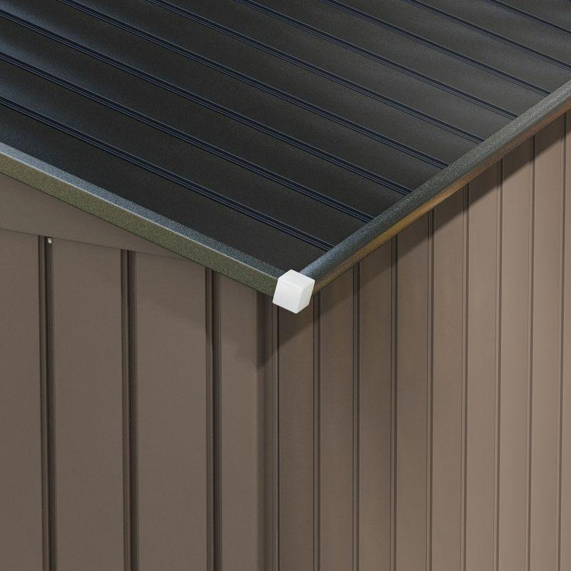 Outsunny 7' x 4' Metal Storage Shed Organizer, Garden Tool House with 4 Vents and 2 Sliding Doors for Backyard, Patio, Garage, Lawn, Brown