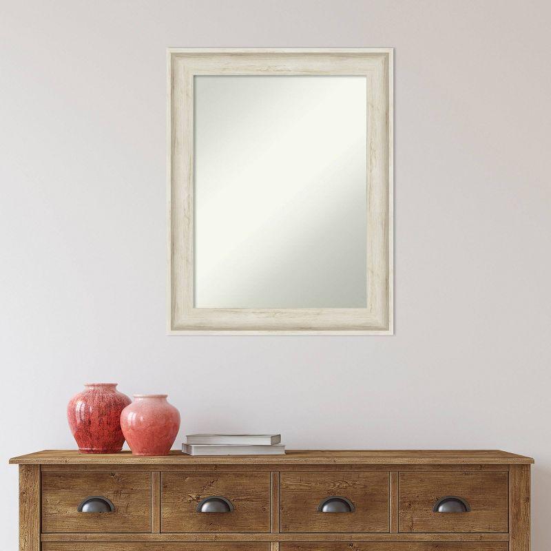 23" x 29" Non-Beveled Regal Birch Cream Bathroom Wall Mirror - Amanti Art: Rectangular, Polystyrene Frame, Includes Mount Hardware