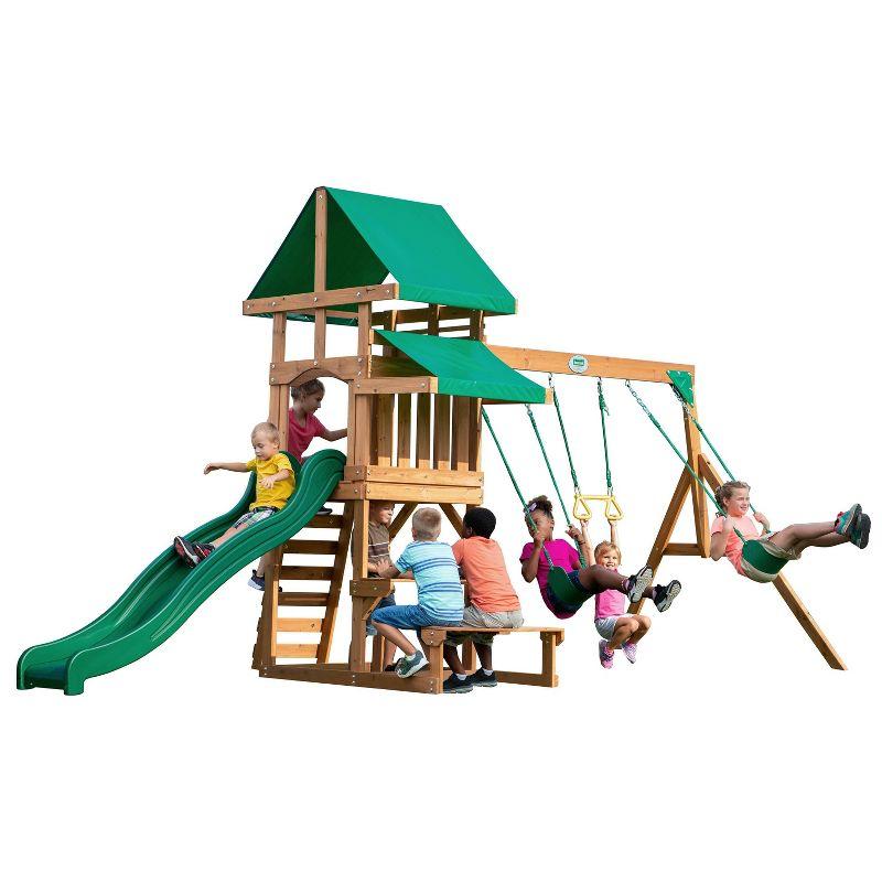 Belmont Cedar Wood Swing Set with Slide and Swings