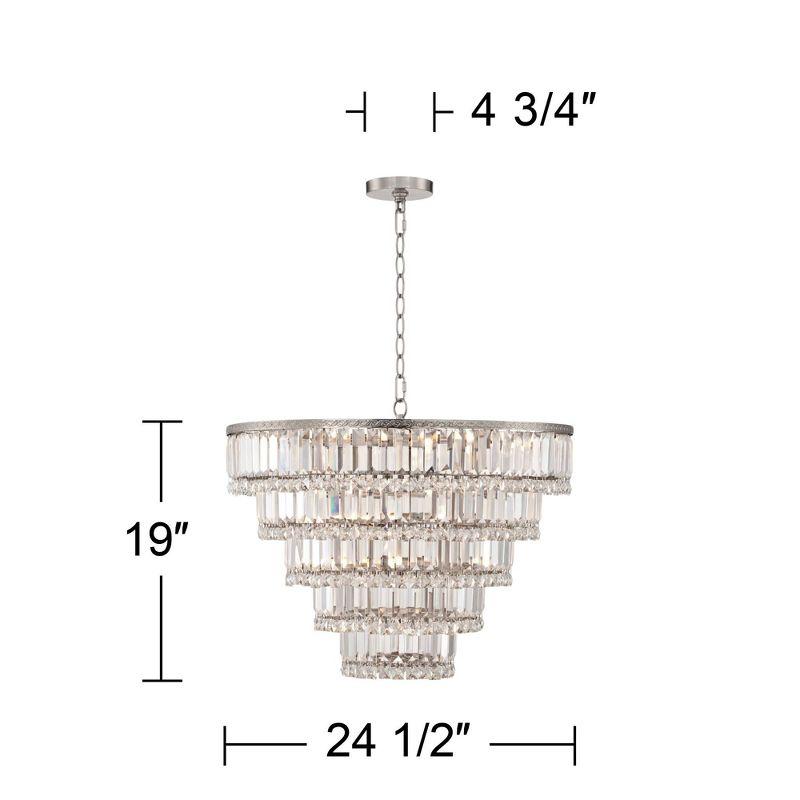 Vienna Full Spectrum Magnificence Satin Nickel Chandelier 24 1/2" Wide Modern Faceted Crystal Glass 15-Light LED Fixture for Dining Room House Kitchen