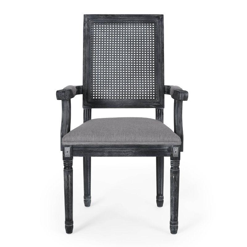 Set of 2 Maria French Country Wood and Cane Upholstered Dining Chairs Gray - Christopher Knight Home