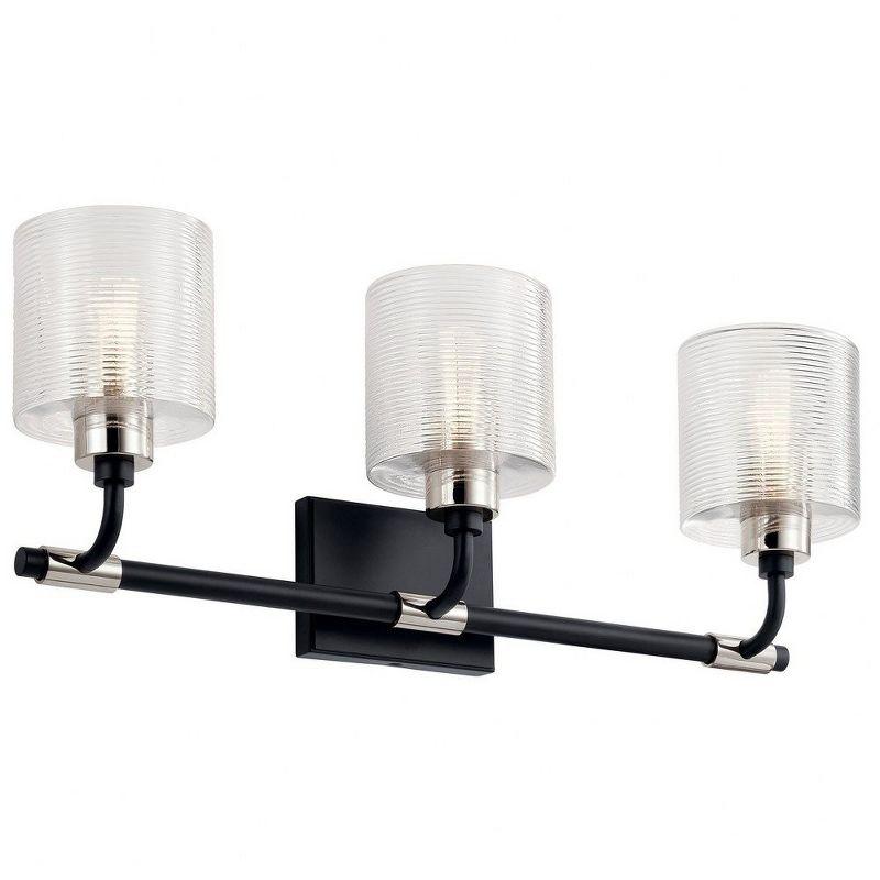 Black and Nickel 3-Light Cylinder Vanity Light