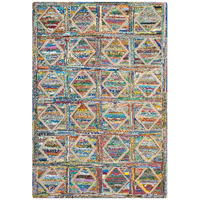 Handmade Multicolor Wool and Cotton Tufted Area Rug