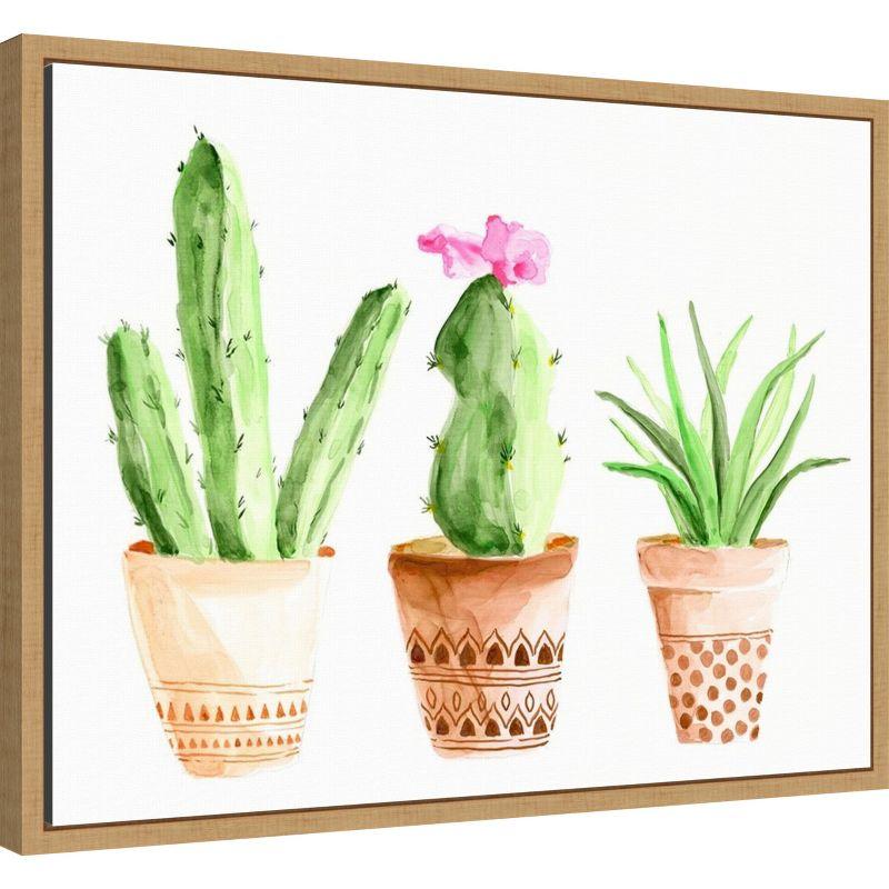 Amanti Art Patterned Succulent Pots II by Regina Moore Canvas Wall Art Print Framed 24 x 18-in.