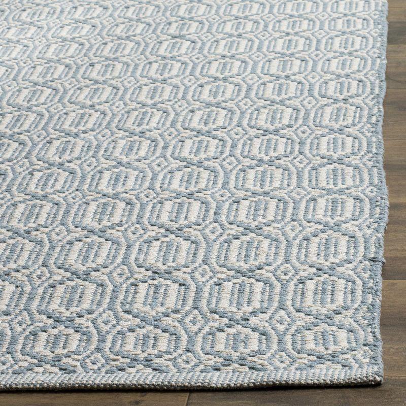 Casual Coastal Blue & Ivory Flat Woven Cotton Area Rug 3' x 5'