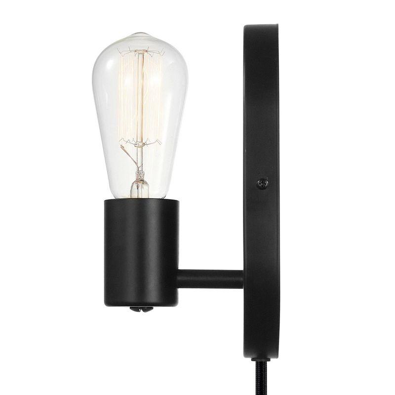 Linus 1-Light Matte Black Plug-In or Hardwire Wall Sconce - Novogratz x Globe: ETL Listed, Metal Body, No Shade