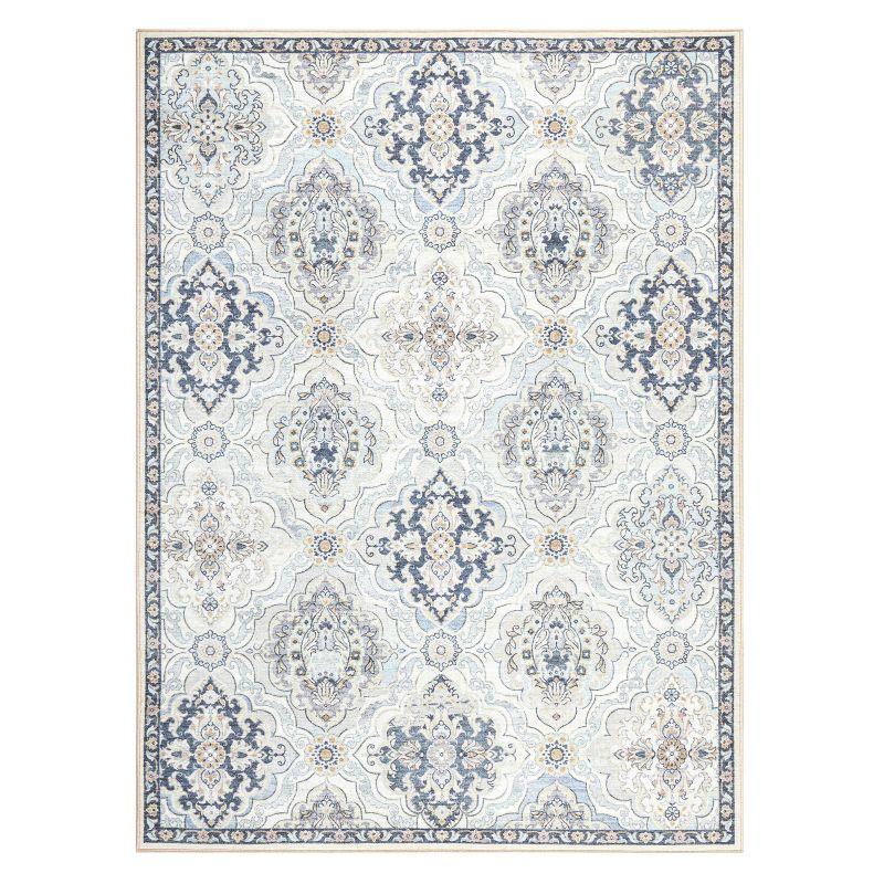 Town & Country Everyday Avani Medallion Everwash Washable Non-Slip Backing Area Rug Gray