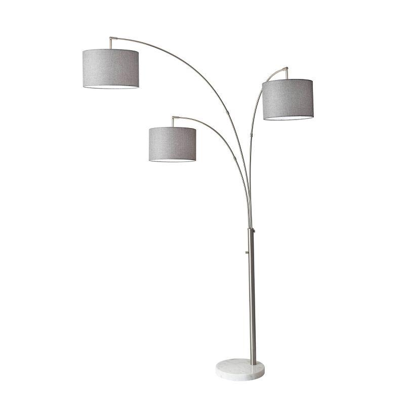Brushed Steel Arc Floor Lamp with Adjustable Multi-Head Design