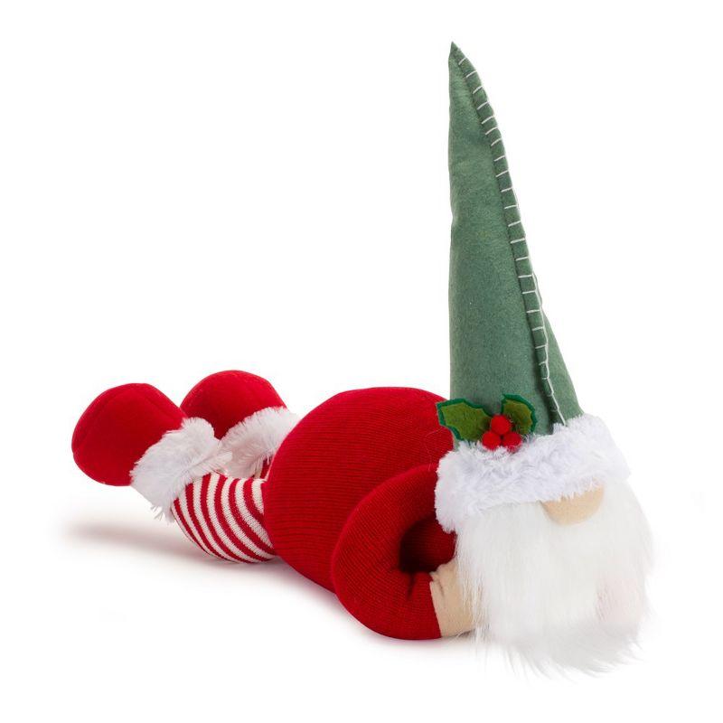 Red and Green Plush Laying Gnome Figurines Set