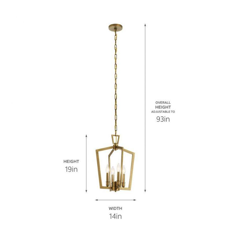 Abbotswell 4-Light Natural Brass and Polished Nickel Pendant