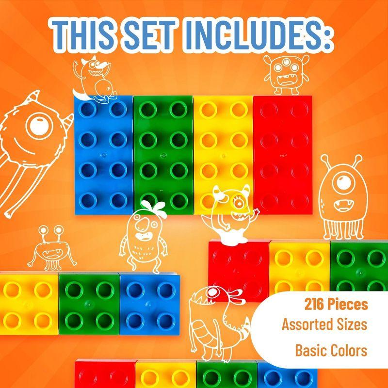 Strictly Briks Toy Building Block Starter Kit, Blue, Green, Red, and Yellow, 216 Pieces, 100% Compatible with All Major Brick Brands