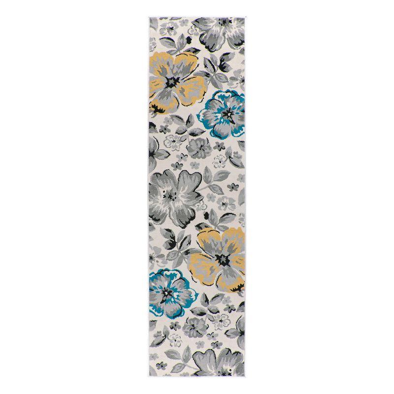 World Rug Gallery Modern Floral Design Cream 2' x 7' Runner Rug
