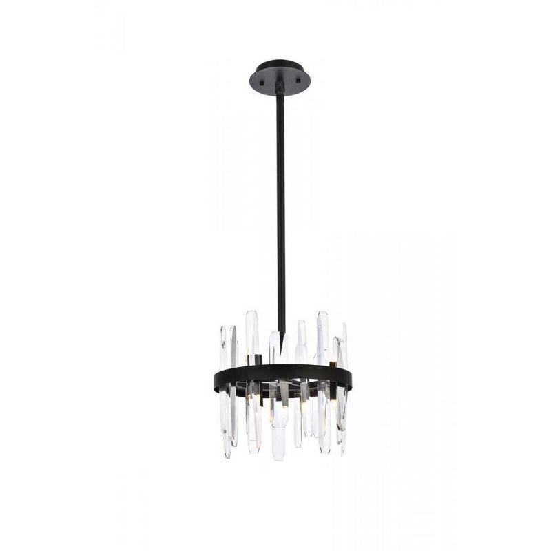 Elegant Lighting Serena 12 inch crystal round pendant in black