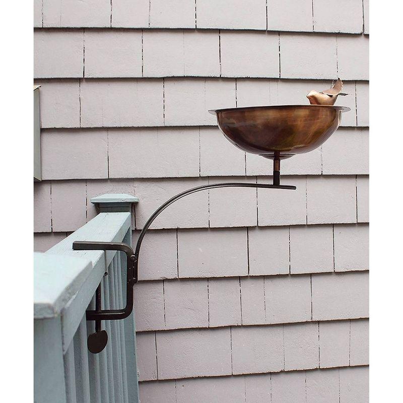 15.7" Copper Heart Shaped Birdbath with Iron Rail Mount