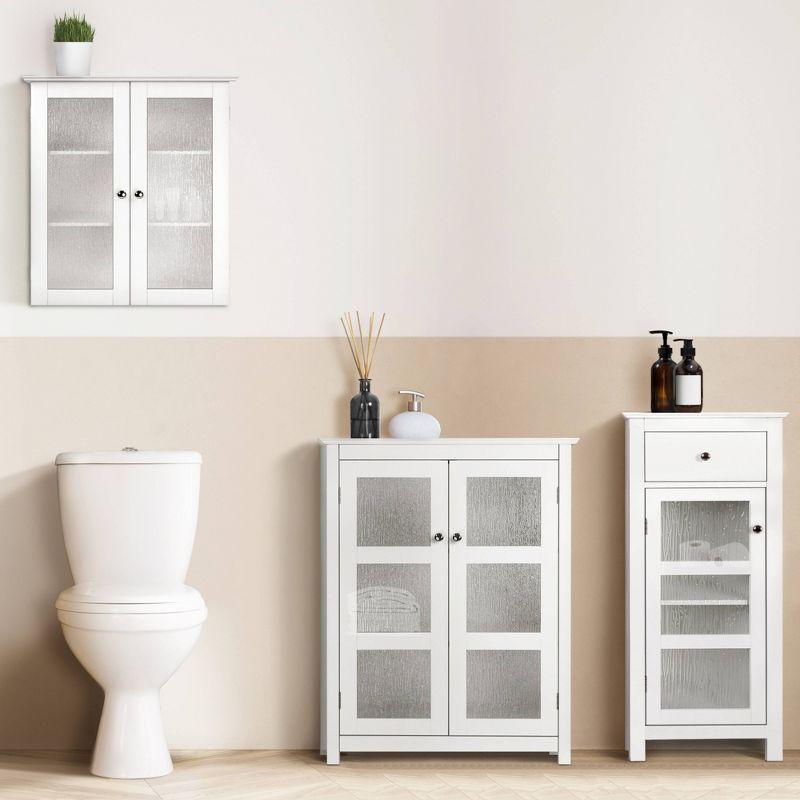 Connor Floor Cabinet White - Elegant Home Fashions: Wood Composite, 3 Shelves, 2 Doors, Anti-Tip Hardware