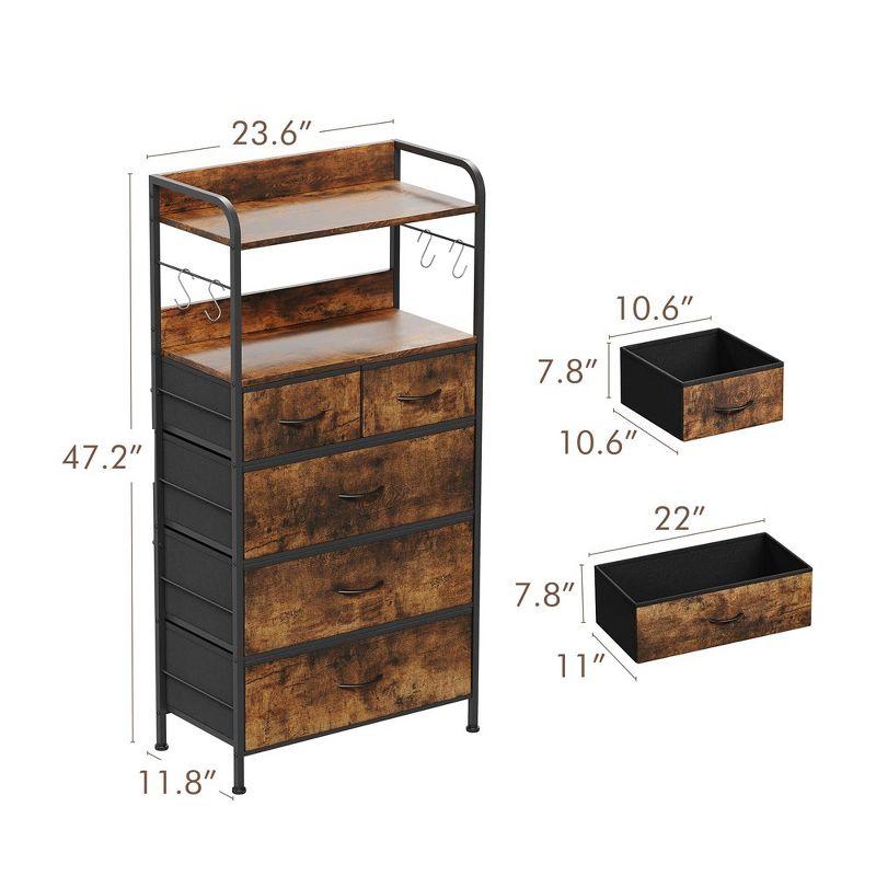 Dresser for Bedroom with 5 Drawers, Dressers & Chests of Drawers for Hallway, Entryway, Storage Organizer Unit with Fabric