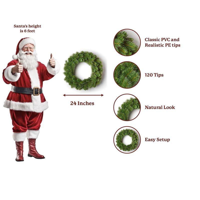 24" Green Artificial Fir Christmas Wreath for Front Door