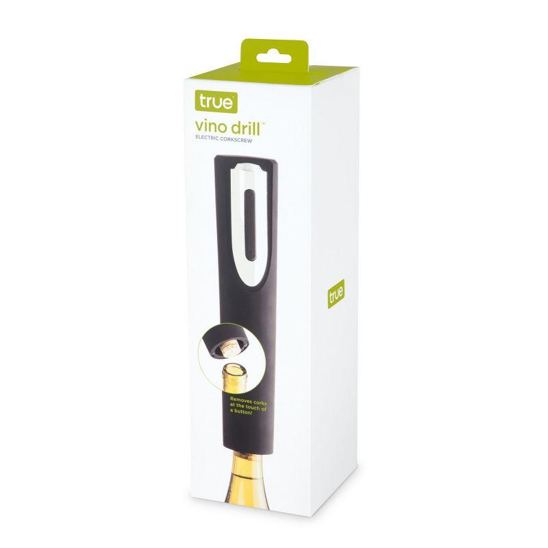 True Vino Drill Electric Wine Bottle Opener - Automatic Corkscrew Wine Opener with Foil Cutter and Stand - Black Set of 1