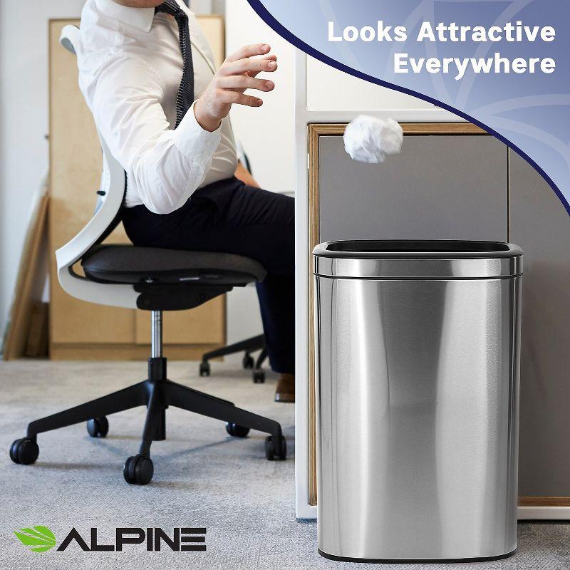 Stainless Steel Open Top Kitchen Office Indoor Trash Can with Liner