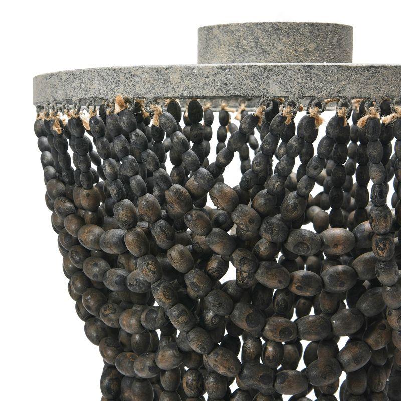 Storied Home 2-Tier Draped Wood Bead Semi-Flush Mount Ceiling Light Dark Gray: Brushed Metal, ETL & UL Listed