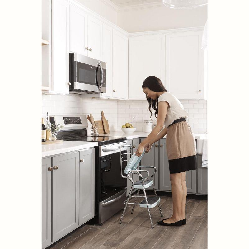 Stylaire Steel Retro Chair + Step Stool with Flip-Up Vinyl Seat