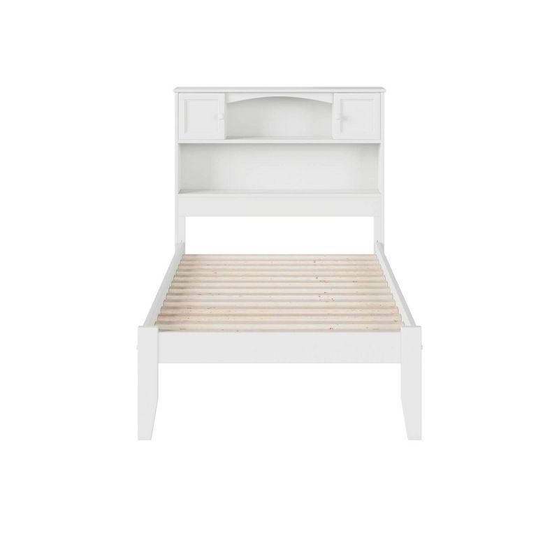 Twin Newport Bed with Open Footboard White - AFI: Satin Painted Wood Frame, Storage Headboard, No Box Spring Needed