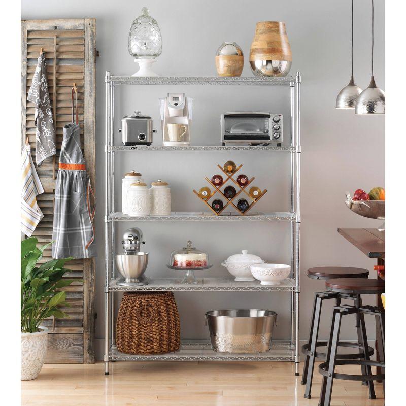 Whitmor 5 Tier Supreme Large Shelving Chrome Silver: Storage & Organization, Reinforced Metal, Compatible with 13" Cube System
