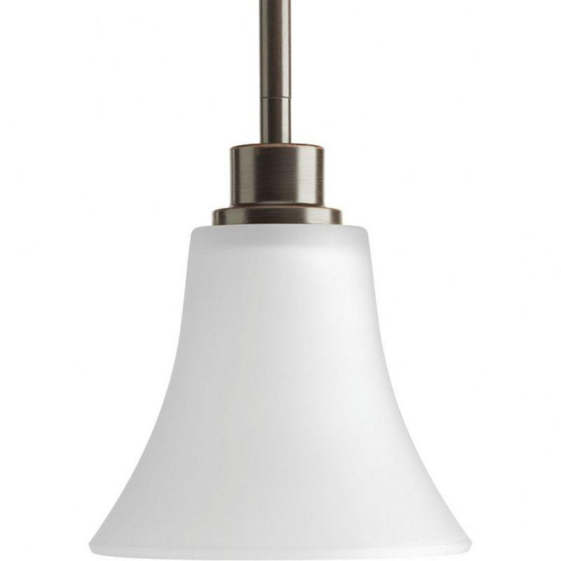 Progress Lighting Joy Collection 1-Light Mini-Pendant, Antique Bronze, Etched White Fluted Glass