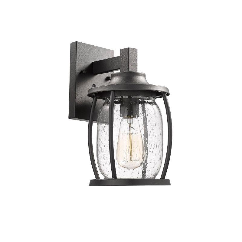 Chloe Lighting Jackson Transitional 1 Light Textured Black Outdoor Wall Sconce 12" Tall