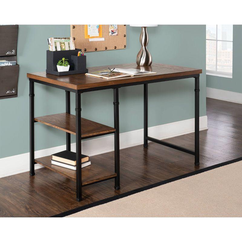 Austin Black and Ash Wood Two Shelf Desk