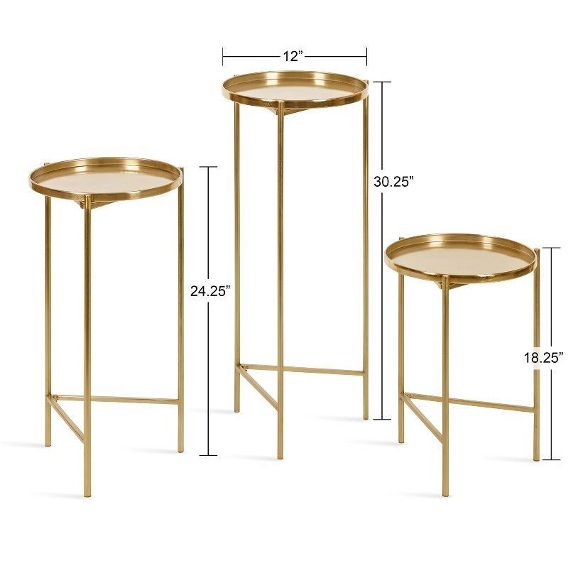 Ulani Gold Round Metal Nesting Accent Table Set