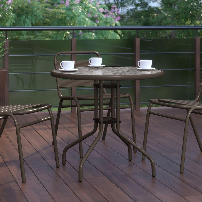 Flash Furniture Bellamy 31.5'' Bronze Round Tempered Glass Metal Table