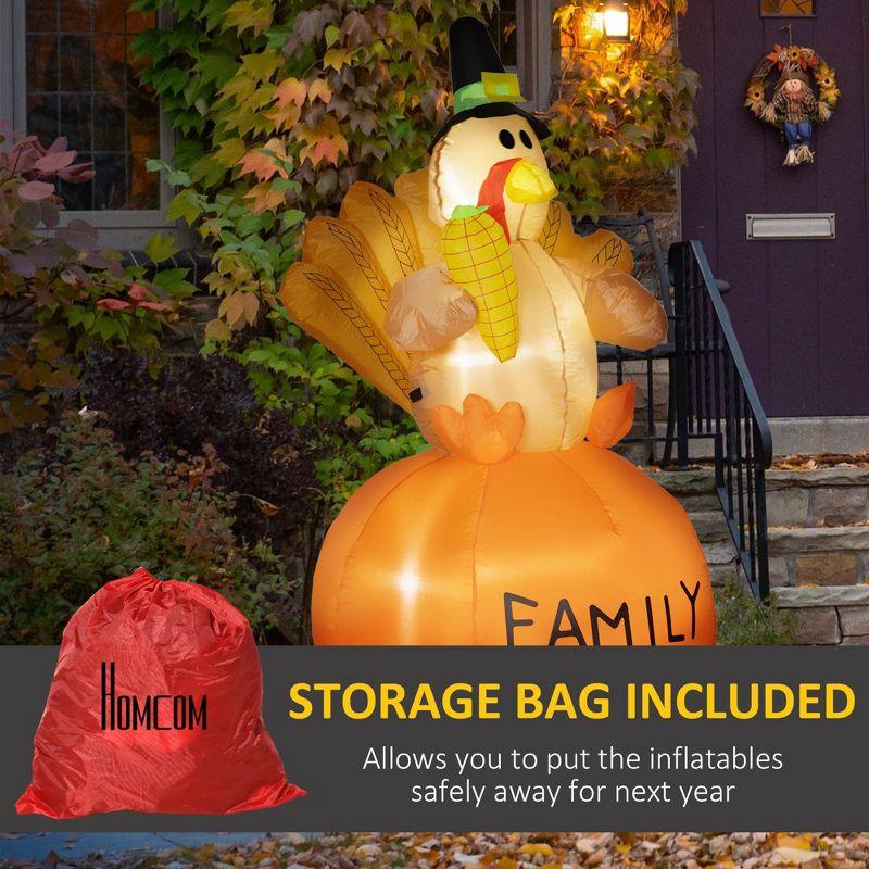 HOMCOM 4.9ft Inflatable Thanksgiving Turkey, Thanksgiving Decoration with LED Lights for Garden Indoor Outdoor