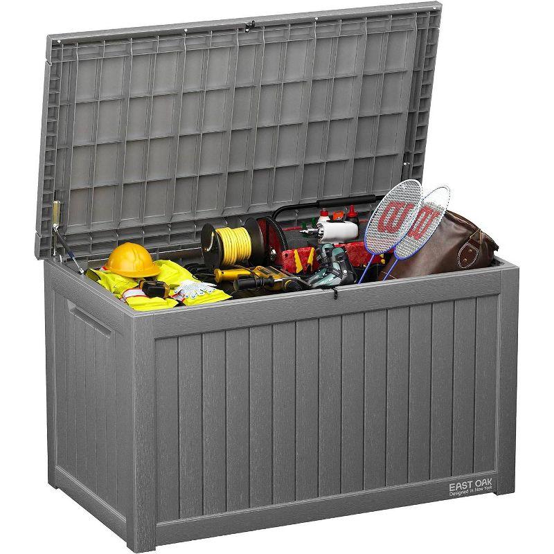 Gray 230 Gallon Lockable Weather-Resistant Plastic Deck Box