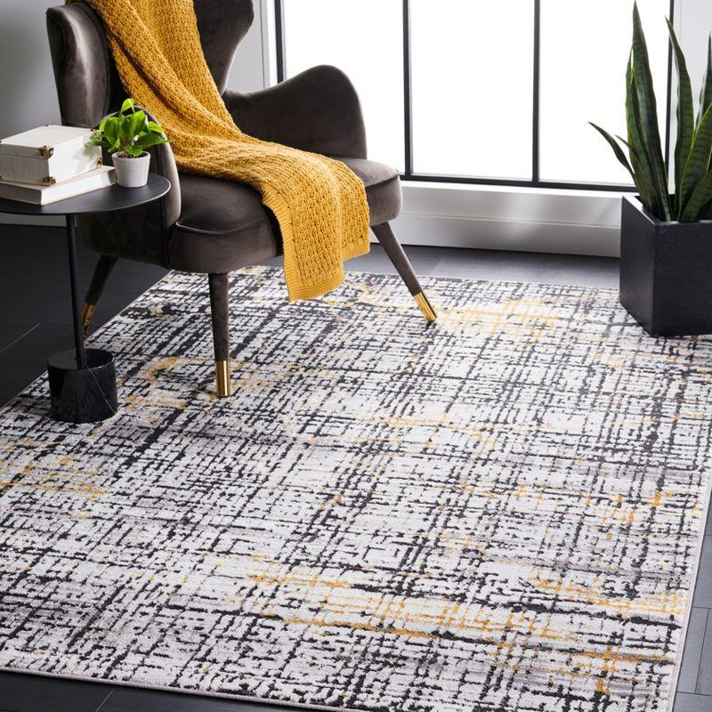 Charcoal Hand-Knotted Synthetic Area Rug 54" x 16"