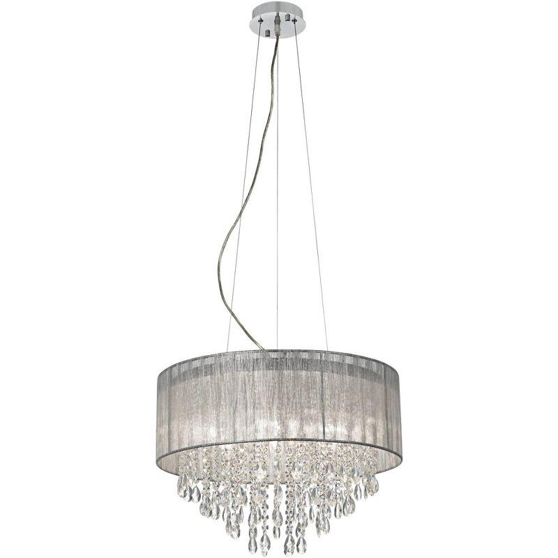 Possini Euro Design Jolie Chrome Chandelier Lighting 20" Wide Modern Crystal Silver Fabric Shade 7-Light Fixture for Dining Room House Kitchen Island