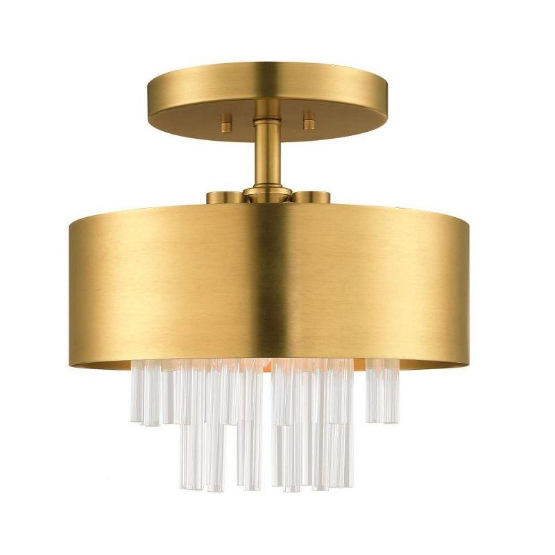 Elysian Crystal Rod 3-Light Brass Drum Indoor/Outdoor Ceiling Fixture