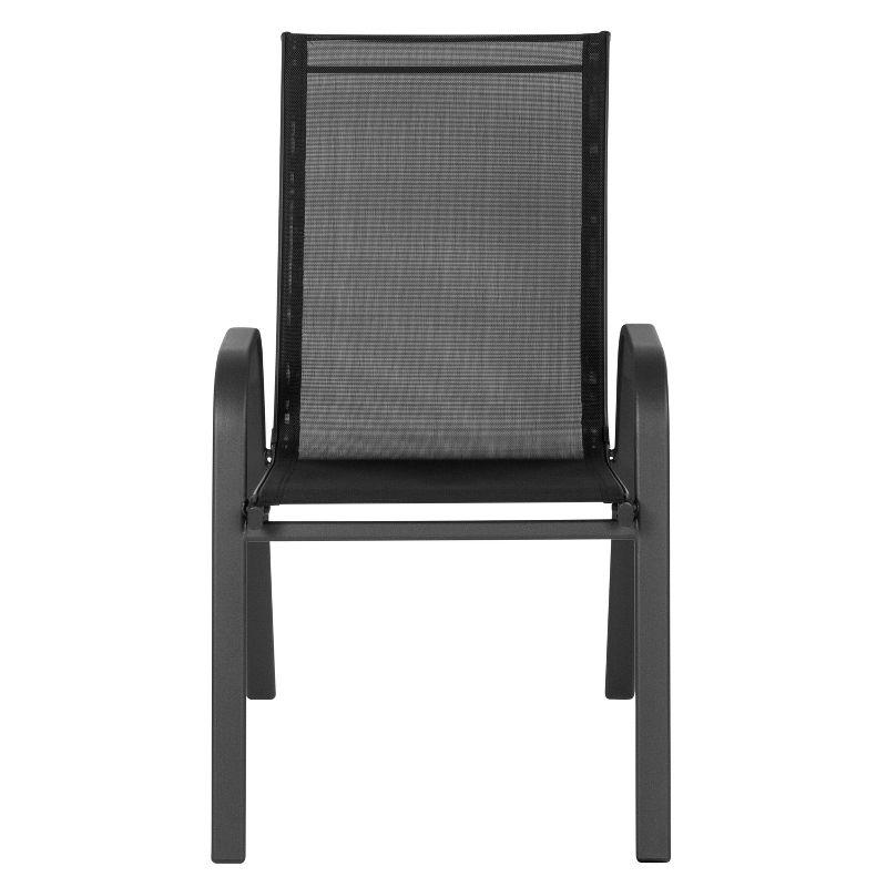 Set of 4 Sleek Black Outdoor Stack Chairs with Flex Comfort