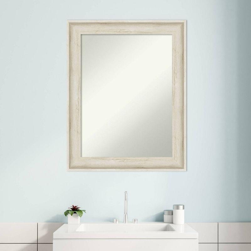 23" x 29" Non-Beveled Regal Birch Cream Bathroom Wall Mirror - Amanti Art: Rectangular, Polystyrene Frame, Includes Mount Hardware