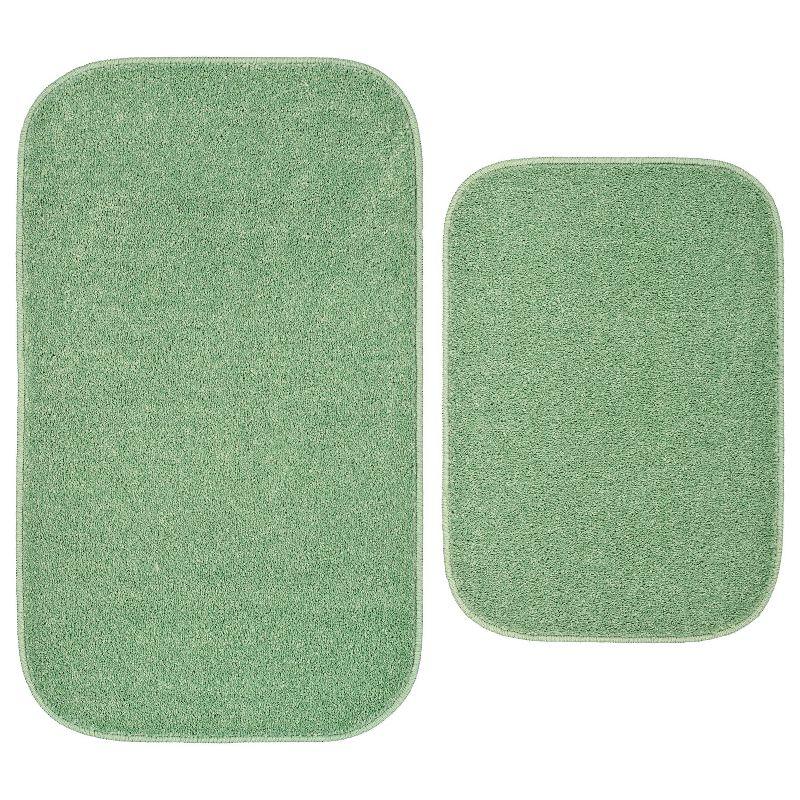 Deep Fern Green Plush Polypropylene Bath Rug Set