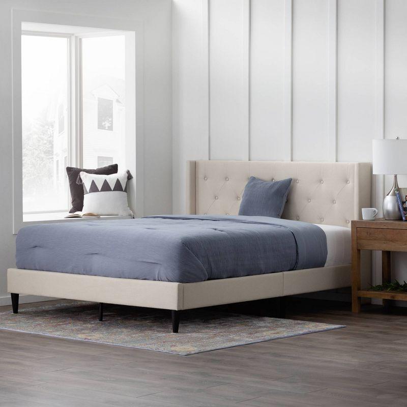 Isabella Upholstered Wingback Diamond Tufted Platform Bed - Brookside Home