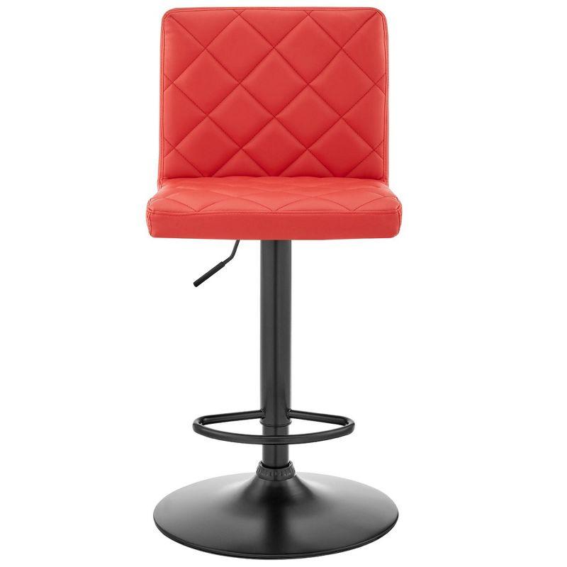 Contemporary Red Faux Leather Adjustable Swivel Barstool with Metal Base