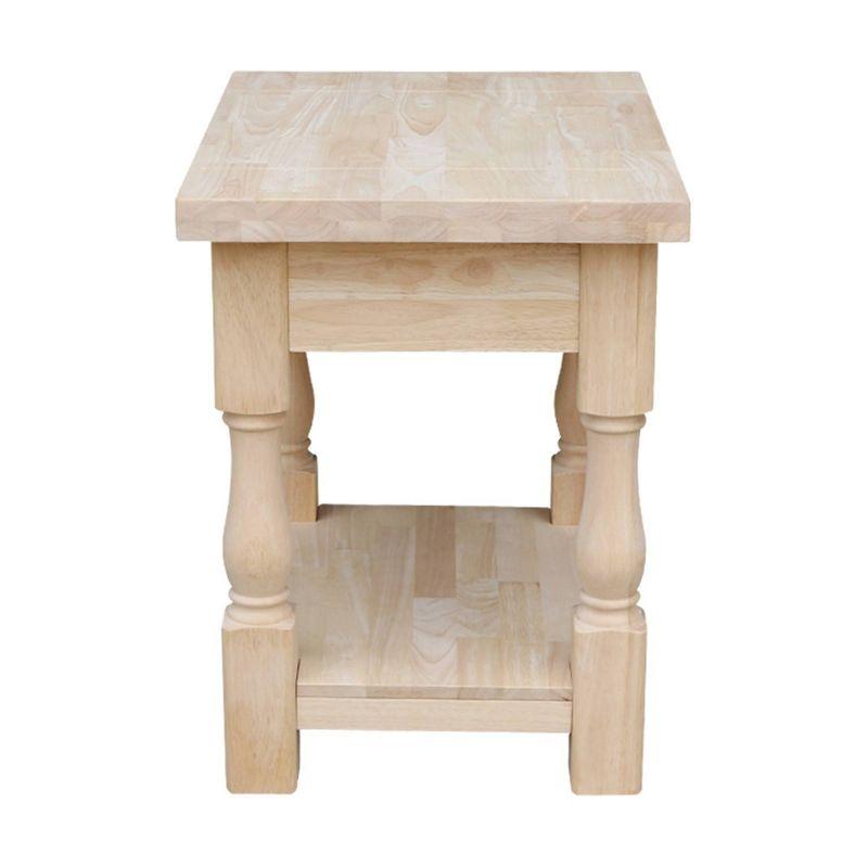 Tuscan End Table - Unfinished - International Concepts: Square Hardwood Accent Table, Spot Clean, No Tools