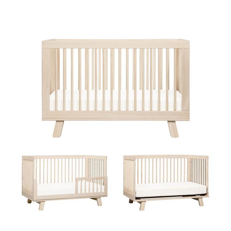 Babyletto Hudson Washed Natural Wood 3-in-1 Convertible Baby Crib with Toddler Bed Conversion Kit