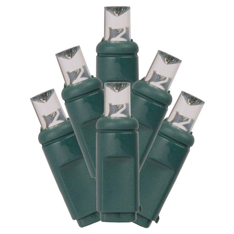 Vickerman 16' Warm White Single Mold Wide Angle LED Christmas light set, Green Wire