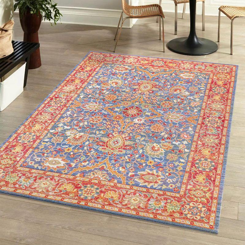 Reversible Red Synthetic Rectangular Area Rug 5' x 8'